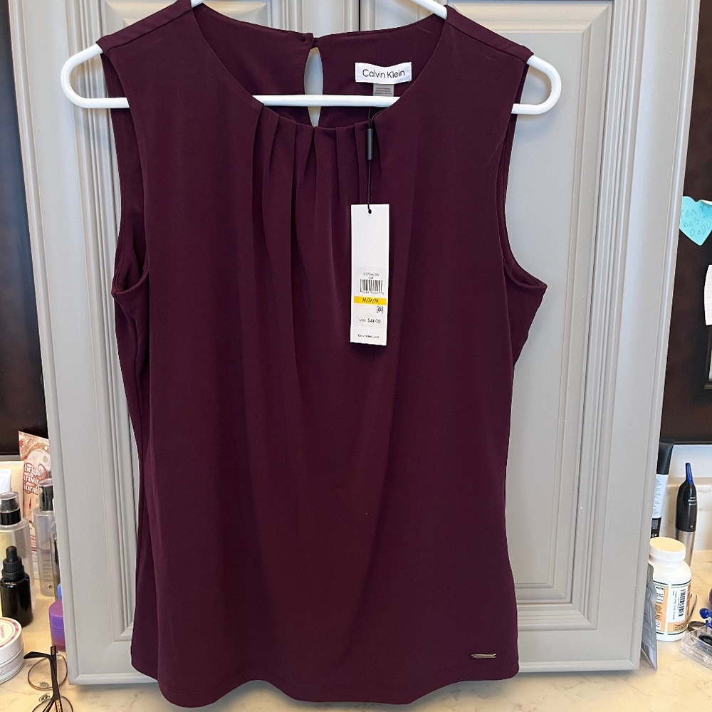 NWT - Plum - Calvin Klein Sleeveless Blouse - M